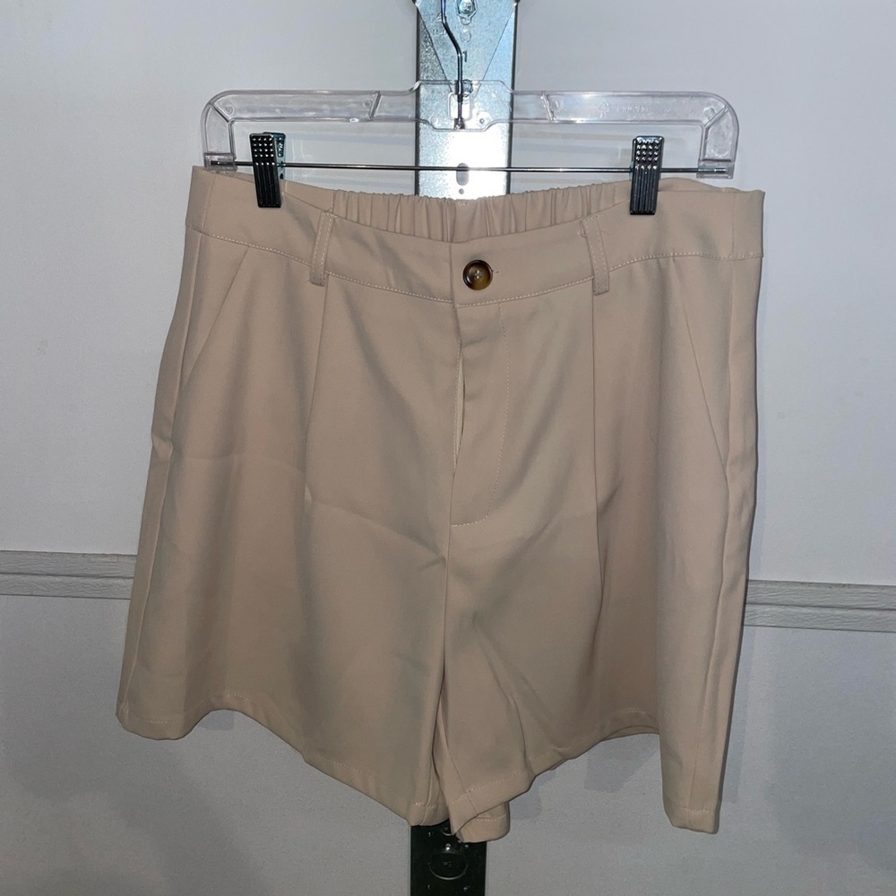 Beige Women’s High Waist Dress Shorts